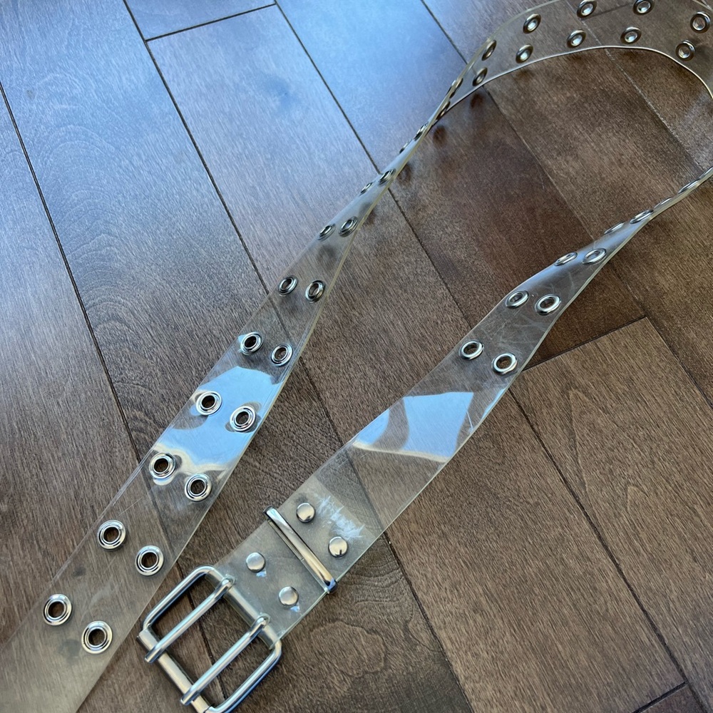 Clear Double-Prong Grommet Belt - Transparent PVC
